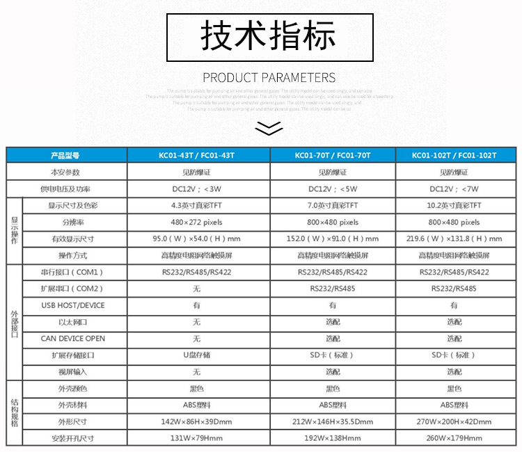 技术参数